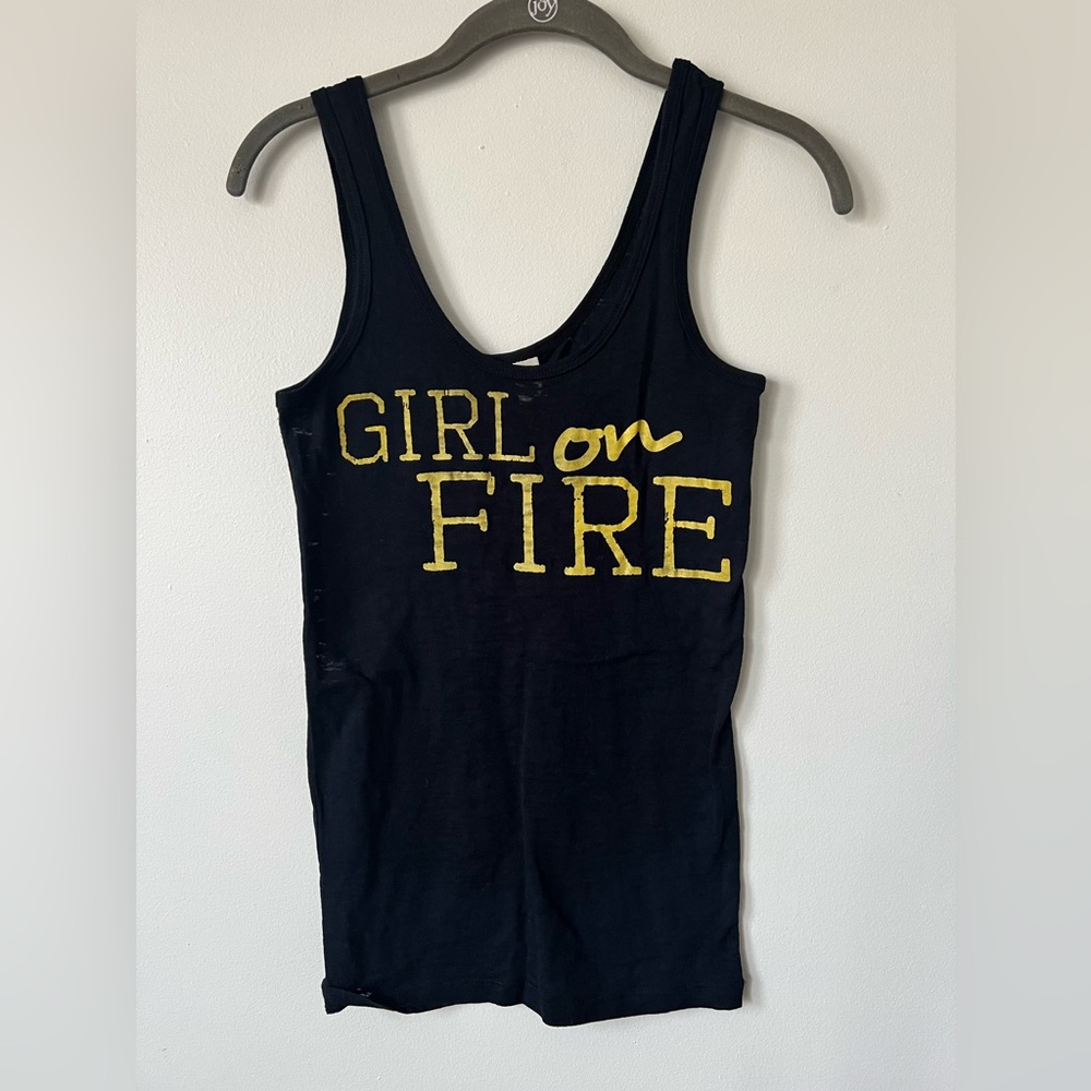Black 'Girl on Fire' Burnout Tank Top